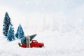 Vintage Toy Truck and Christmas Tree Royalty Free Stock Photo