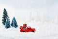 Vintage Toy Truck Loaded with Christmas Gifts Royalty Free Stock Photo