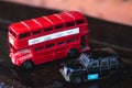 Vintage toys of classic london bus and taxi Royalty Free Stock Photo