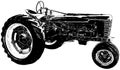 Vintage tractor in black on white background Royalty Free Stock Photo