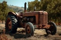 Vintage Tractor On Farm Field. Generative AI Royalty Free Stock Photo