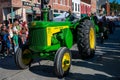 Vintage tractor in small town Applefest parade