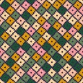 Vintage traditional ethnic pattern. Geometric tribal colorful square shapes