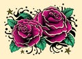 Vintage Traditional Rose Flower Flash Tattoo Royalty Free Stock Photo