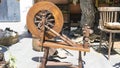 Vintage, traditional spinning wheel for wool yarn, craft ancient Royalty Free Stock Photo