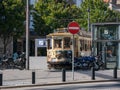 Vintage traditional tram / street car in Batalha, Porto, Portugal.