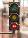 Vintage Traffic Lights with Red Light: Street Signal Royalty Free Stock Photo