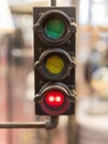 Vintage Traffic Lights with Red Light: Street Signal