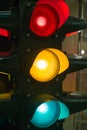 Vintage Traffic Lights with Red Light: Street Signal