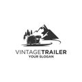 Vintage trailer silhouette logo Royalty Free Stock Photo