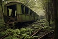 vintage train carriages overturned in a remote area