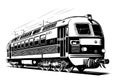 Vintage train hand drawn sketch Passenger trans Vector illustration... Royalty Free Stock Photo