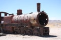 Vintage train at Train Cemetery in Bolivian desert Royalty Free Stock Photo