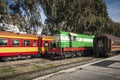 Vintage trains at central railway station platform of tirana alb