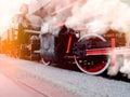 Vintage trains with a steam on the move Royalty Free Stock Photo