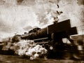 Vintage trains with a steam on the move Royalty Free Stock Photo