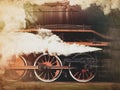 Vintage trains with a steam on the move Royalty Free Stock Photo