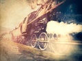 Vintage trains with a steam on the move Royalty Free Stock Photo