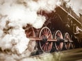 Vintage trains with a steam on the move Royalty Free Stock Photo