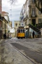 Vintage tram in the center of Lisbon Royalty Free Stock Photo