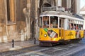 Vintage tram in the city center of Lisbon Lisbon, Portugal in a summer day Royalty Free Stock Photo