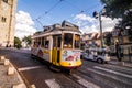 Vintage tram in the city center of Lisbon Lisbon, Portugal in a summer day Royalty Free Stock Photo