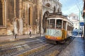 Vintage tram in the city center of Lisbon Lisbon, Portugal in a summer day Royalty Free Stock Photo