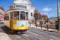 Vintage tram in the city center of Lisbon Lisbon, Portugal in a summer day Royalty Free Stock Photo