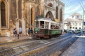 Vintage tram in the city center of Lisbon Lisbon, Portugal in a summer day Royalty Free Stock Photo