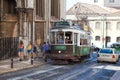 Vintage tram in the city center of Lisbon Lisbon, Portugal in a summer day Royalty Free Stock Photo