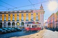 Vintage tram for hills tramcar tour in Lisbon Royalty Free Stock Photo