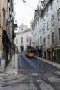 Vintage tram in the Lisbon city center