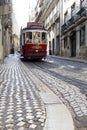 Vintage tram in Lisbon, Portugal in a summer day Royalty Free Stock Photo