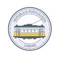 Vintage tram of Lisbon - tramway in Lisbon emblem