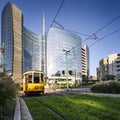 Vintage tram on the Milano street, Italy