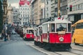 Vintage tram parade, Prague, Czech Republic
