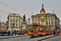 Vintage tram in the street of Milano