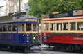 Vintage Trams with Christmas Decoration in Christchurch