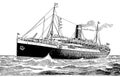 Vintage Transatlantic Ship Engraving Royalty Free Stock Photo