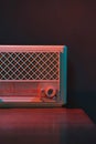 Vintage transistor radio on wooden table. Royalty Free Stock Photo