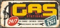 Vintage transportation sign concept for gas station