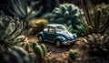 Vintage transportation toys speed outdoors on adventures generated by AI