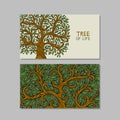 Vintage tree of life with roots, concept art for your business. Creative ideas for cards, banner, web, promotional