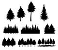 vintage trees icon. forest sign. trees logo. black evergreen woods symbol. flat style