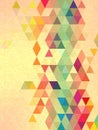 Vintage triangle background with free form line art texture