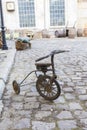 Vintage tricycle on a movie shooting scene Royalty Free Stock Photo