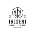 Vintage Trident Spear of Poseidon logo, neptune god logo, triton spear logo icon vector template