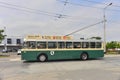 Vintage trolley-bus driving Royalty Free Stock Photo