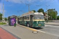 Vintage trolley-bus parking Royalty Free Stock Photo