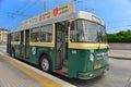 Vintage trolley-bus parking Royalty Free Stock Photo